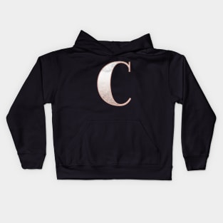 Monogram rose gold glitter marble C Kids Hoodie